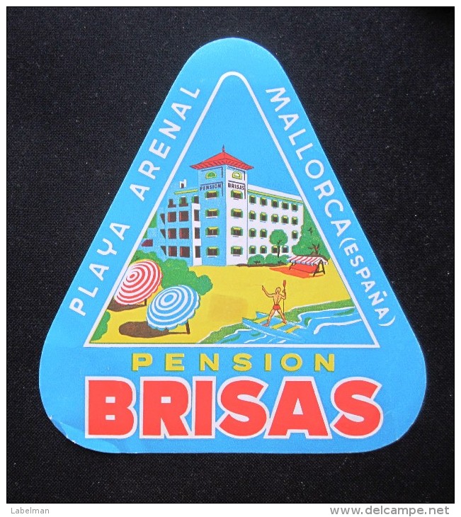 HOTEL PENSION HOSTAL BRISAS ARENAL MALLORCA BALEARES SPAIN LUGGAGE LABEL ETIQUETTE AUFKLEBER DECAL STICKER Madrid - Hotel Labels