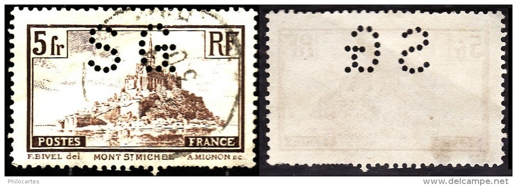 FRANCE  1933  -  YT  260a  -  Mont Saint Michel Avec Pointe Clocher Brisée - Perforé SG - Oblitérés