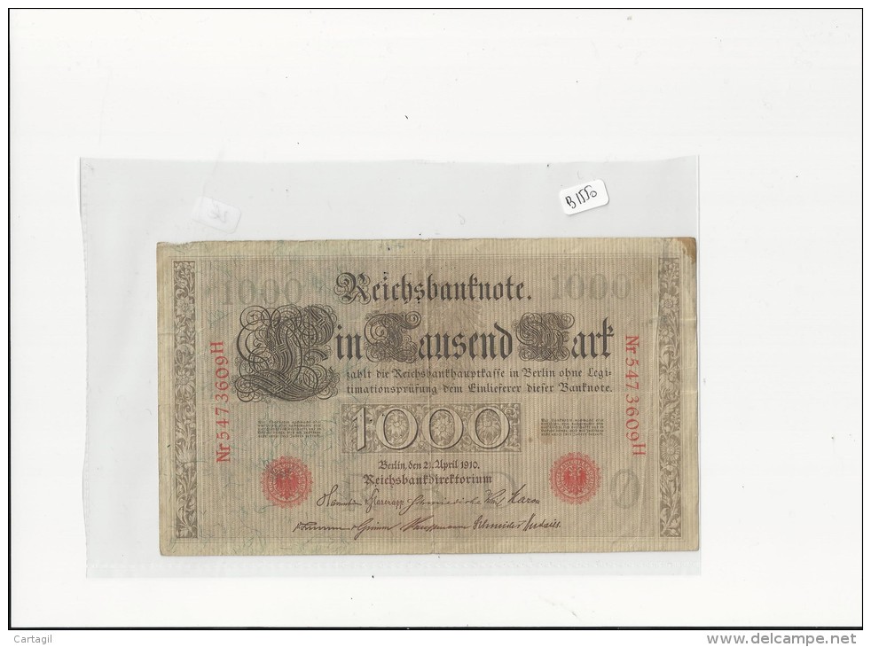 Billets -  B1550 - Allemagne - 1000 Mark 1910 ( Type, Nature, Valeur, état... Voir 2 Scans) - 1.000 Mark