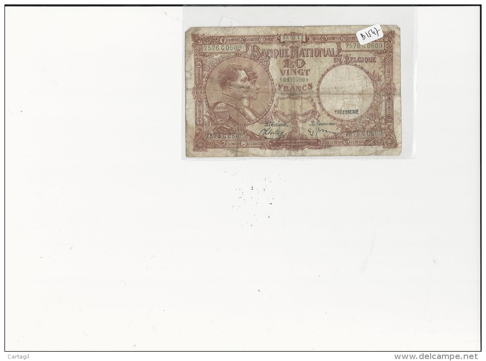 Billets -  B1547- Belgique  - 5 Francs  1940 ( Type, Nature, Valeur, état... Voir 2 Scans) - 20 Francs