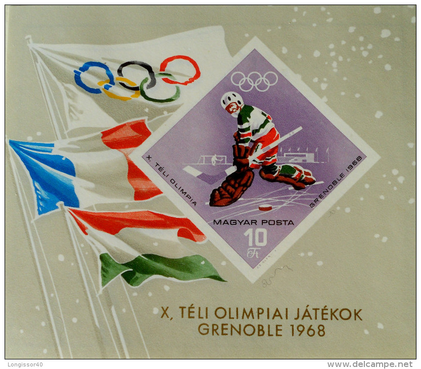 10 EMES JEUX OLYMPIQUES D'HIVER A GRENOBLE 1967 - NEUF ** - YT BL 68 - MI BL 62B - NON-DENTELE - Neufs