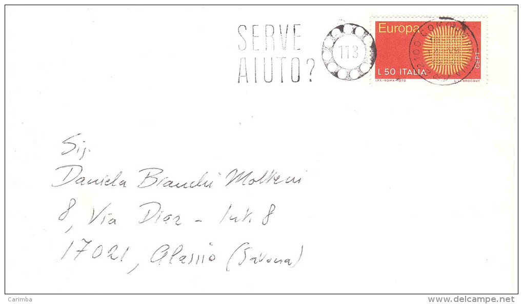 1970 £50 EUROPA ISOLATO CON ANN. TARGHETTA - 1961-70: Storia Postale