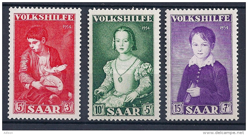 Sarre -Secours Populaire 1954 YT 334-336** / Saarland-Volkshilfe 1954 Mi.Nr. 354-356** - Neufs