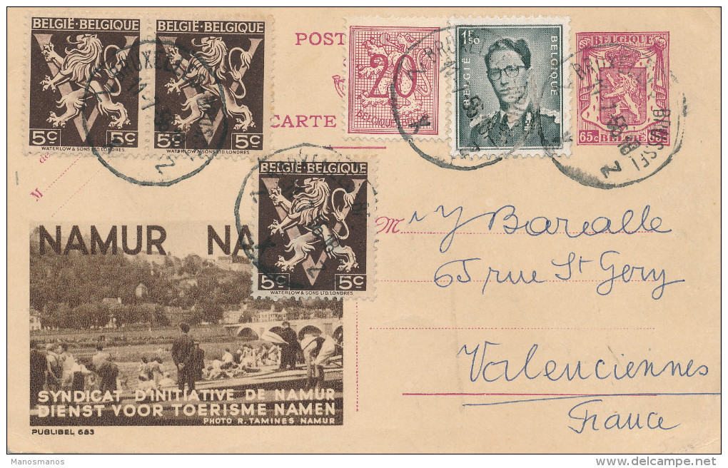 997/22 -  Entier Postal Publibel Lion Petit Sceau - TB Affranchi , Dont Lunettes Et Lion V BRUXELLES 1955 Vers La France - Publibels