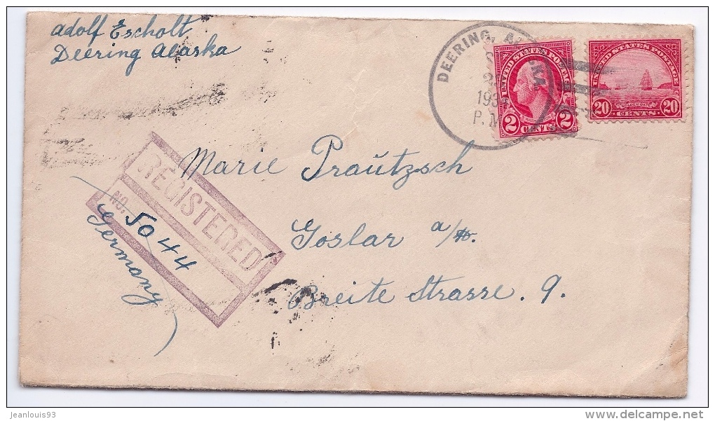 USA ETATS UNIS - LETTRE RECOMMANDEE REGISTRERED POUR ALLEMAGNE DEERING ALASKA GOSLAR NEW YORK 1934 - Briefe U. Dokumente