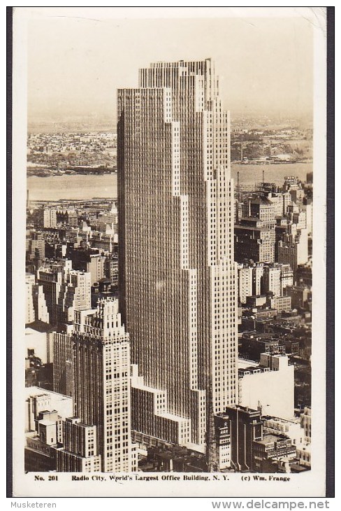 United States PPC Radio City New York Frange No. 201 NEW YORK  1937 Real Photo "Via S/S Bremen" (2 Scans) - Panoramic Views