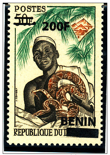 Bénin 2008  (Python Et Féticheur - 200F/50F.)   Luxe - TRES RARE - Schlangen