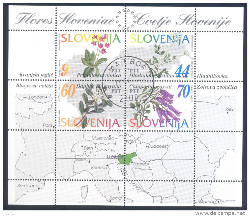 Slowenien Slovenia Slovenie 1994 Mi.No. 82 - 85 Used Einheimische Flora Flowers Of Slovenia - Wasserball