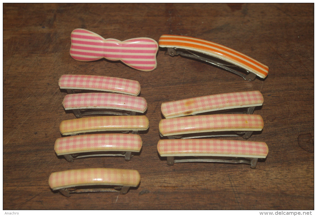 BARRETTES PINCE A CHEVEUX  COIFFURE Vichy Rose Enfants Ou Poupées - 1940-1970