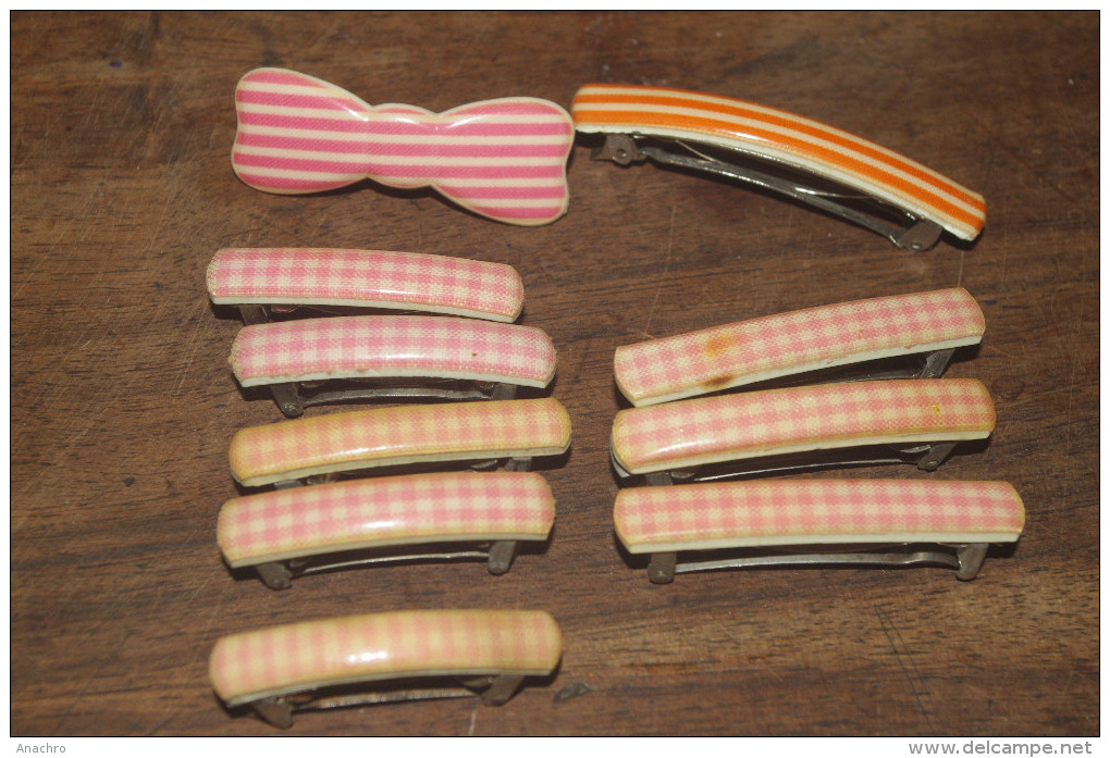 BARRETTES PINCE A CHEVEUX  COIFFURE Vichy Rose Enfants Ou Poupées - 1940-1970