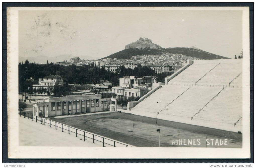 1935 Greece Athenes Stade Olympic Stadium Postcard - Belgium - Covers & Documents