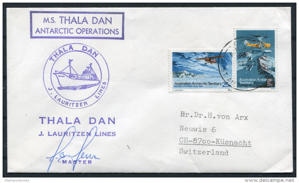 A.A.T. Antarctic M.S. Thala Dan Lauritzen Lines Ship Cover SIGNED - Covers & Documents