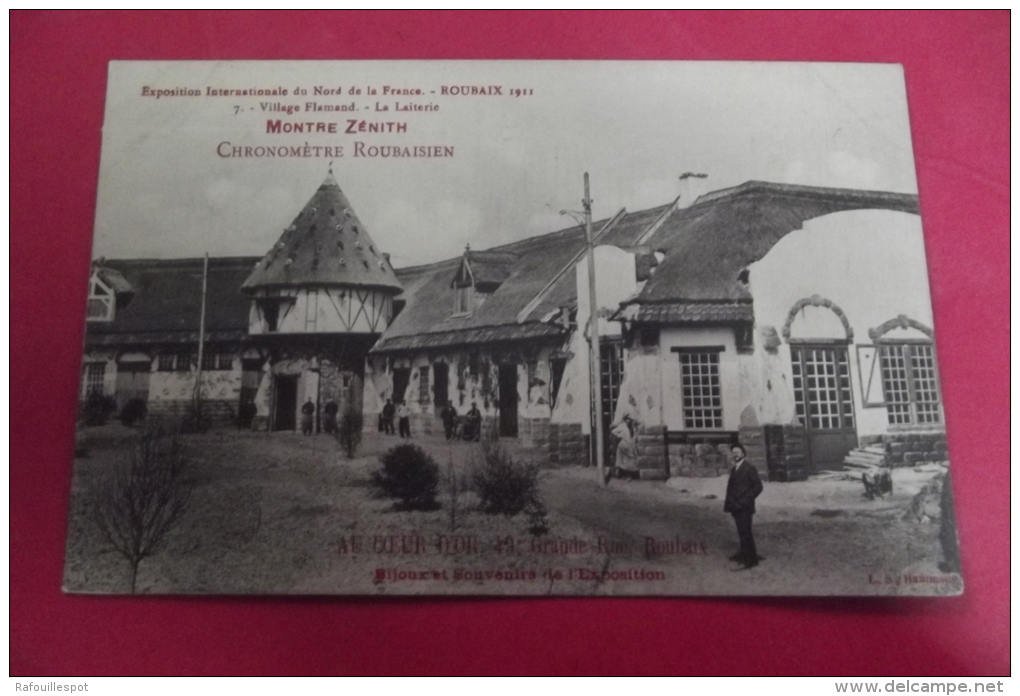 Cp  Roubaix Exposition Internationale Du Nord De La France Montre Zenith Chronometre Roubaisien Pub Au Coeur D'or - Roubaix