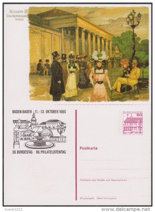 Allemagne 1985. Privatganzsache, Entier Postal Timbré Sur Commande. Carte Avec Réponse Payée. Baden-Baden - Kuurwezen