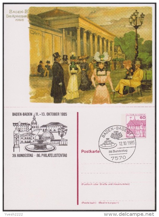 Allemagne 1985. Privatganzsache, Entier Postal Timbré Sur Commande. Carte Avec Réponse Payée. Baden-Baden - Termalismo