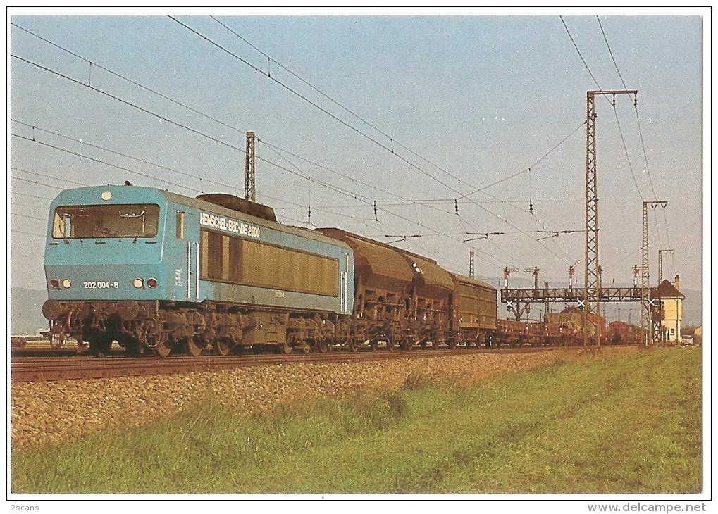 TRAIN Allemagne - EISENBAHN Deutschland - EDINGEN - Diesel-Streckenlokomotive 202 004-8 Henschel BBC - DE 2500 - Treni