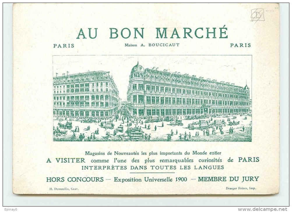 PRIX FIXE - CHROMO - AU BON MARCHE - EXPOSITION UNIVERSELLE 1900 - MARCHANDE DE NOISETTES AU LITRON Par BOUCHER - Au Bon Marché