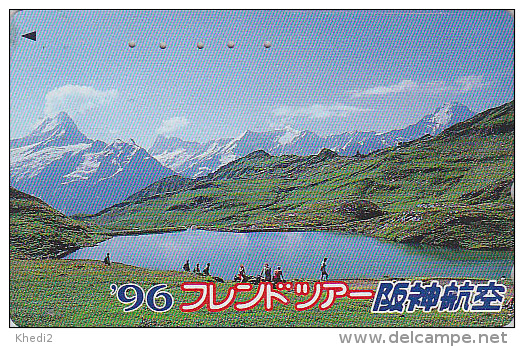 Télécarte Japon - SUISSE - LAC DE MONTAGNE - MOUNTAIN LAKE Japan Phonecard SWITZERLAND SCHWEIZ  Site HANSHIN AIRLINES 41 - Gebirgslandschaften