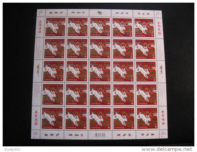 F11-02  SC# 2416  Feuille De 25, Année Du Lapin; Year Of The Rabbit; Sheet Of 25;    2011 - Full Sheets & Multiples