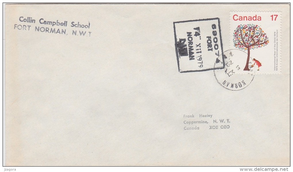 COLLIN CAMPBELL SCHOOL FORT NORMAN CANADA 1979 COMMEMORATIVE POSTMARK - Commemorative Covers