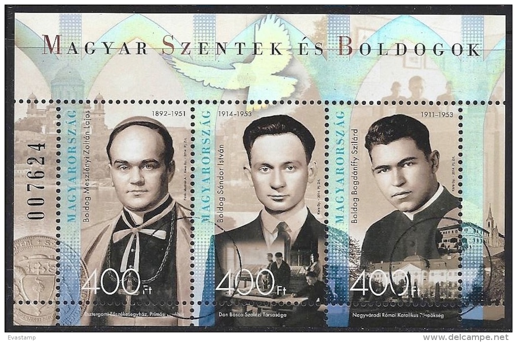 HUNGARY-2014. SPECIMEN Souvenir Sheet - Hungarian Saints And Blesseds II./Exclusive Version With Silver Overprint MNH!!! - Probe- Und Nachdrucke