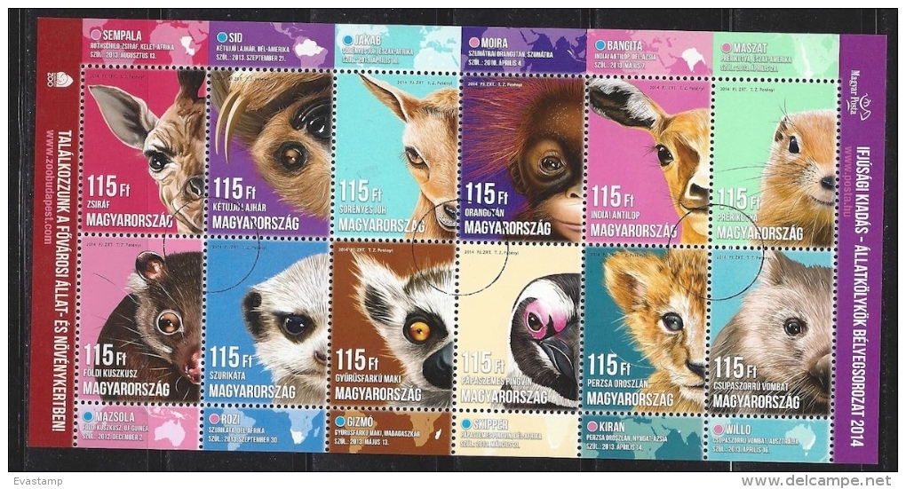 HUNGARY-2014. SPECIMEN Souvenir Sheet - Young Animals / Budapest Zoo - Gebruikt