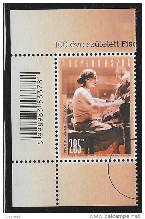 HUNGARY-2014. SPECIMEN Stamp - Annie Fischer, Famous Hungarian Piano-player / With Barcode - Gebraucht