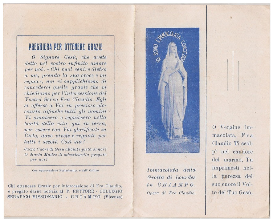 Santino Del Beato Claudio Granzotto (Santa Lucia Di Piave, Treviso 1900 - Chiampo, Vicenza 1947) - Santini