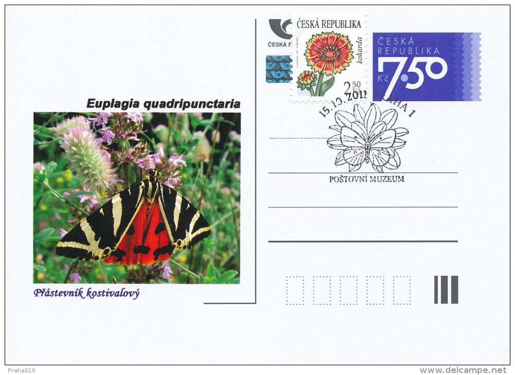 Czech Rep. / Postal Stat. (Pre2006/07cp) Czech Butterfiles: Euplagia Quadripunctaria - Comm. Postmarks (2011 - Praha 1) - Cartes Postales