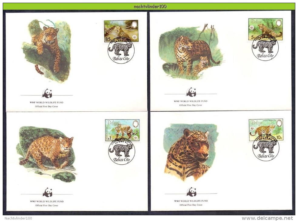 Nga007fb WWF FAUNA ZOOGDIEREN WILDE KAT CAT JAGUAR MAMMALS BELIZE 1983 FDC'S # - FDC