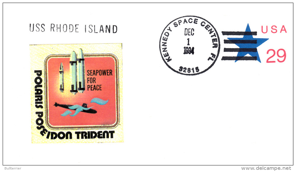 SPACE - USA- 1994- TRIDNET POSEIDON US RHODE ISLAND /SUBMARINE COVER WITH LARGE KENNEDY SPACE CENTRE  POSTMARK - Sous-marins