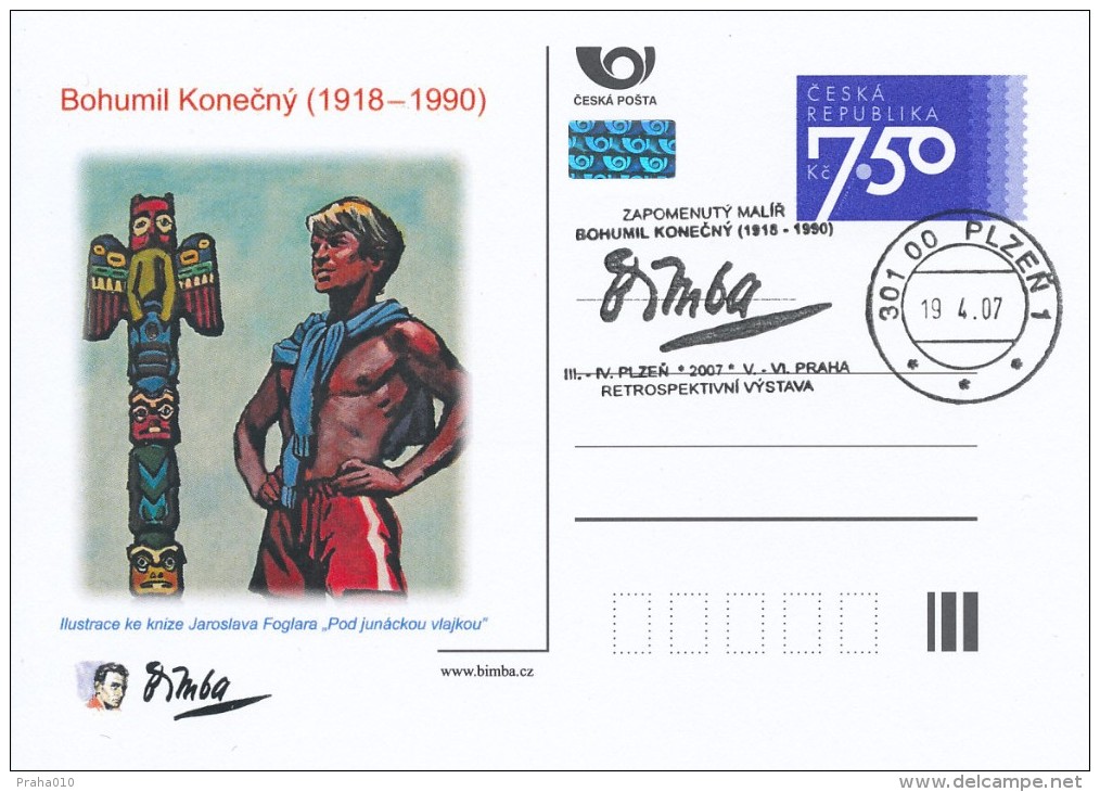 Czech Rep. / Postal Stat. (Pre2007/07cp1) Bohumil Konecny "Bimba" (1918-1990) Czech Painter; Czech Scouting - Cartes Postales