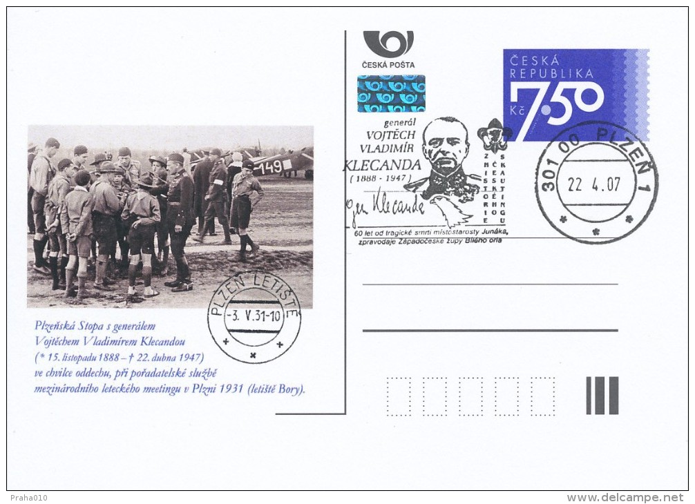 Czech Rep. / Postal Stat. (Pre2007/09cp) Vojtech Vladimir Klecanda (1888-1947) Czechoslovak General; Czech Scouting - Postkaarten