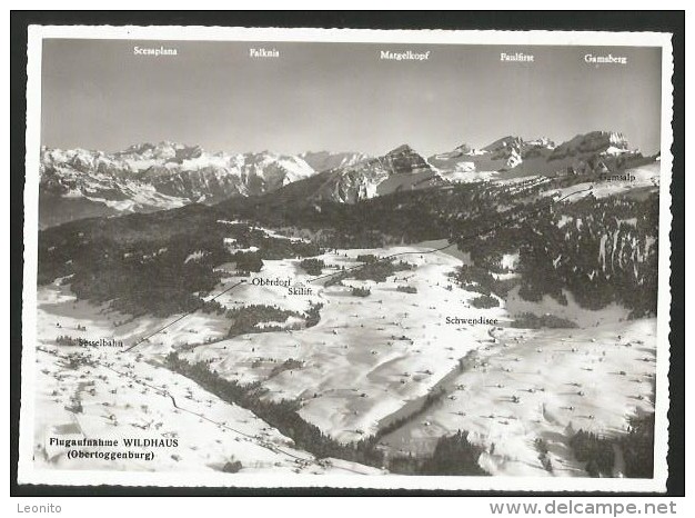 WILDHAUS Flugaufnahme Skigelände Oberdorf-Gamsalp 1948 - Gams