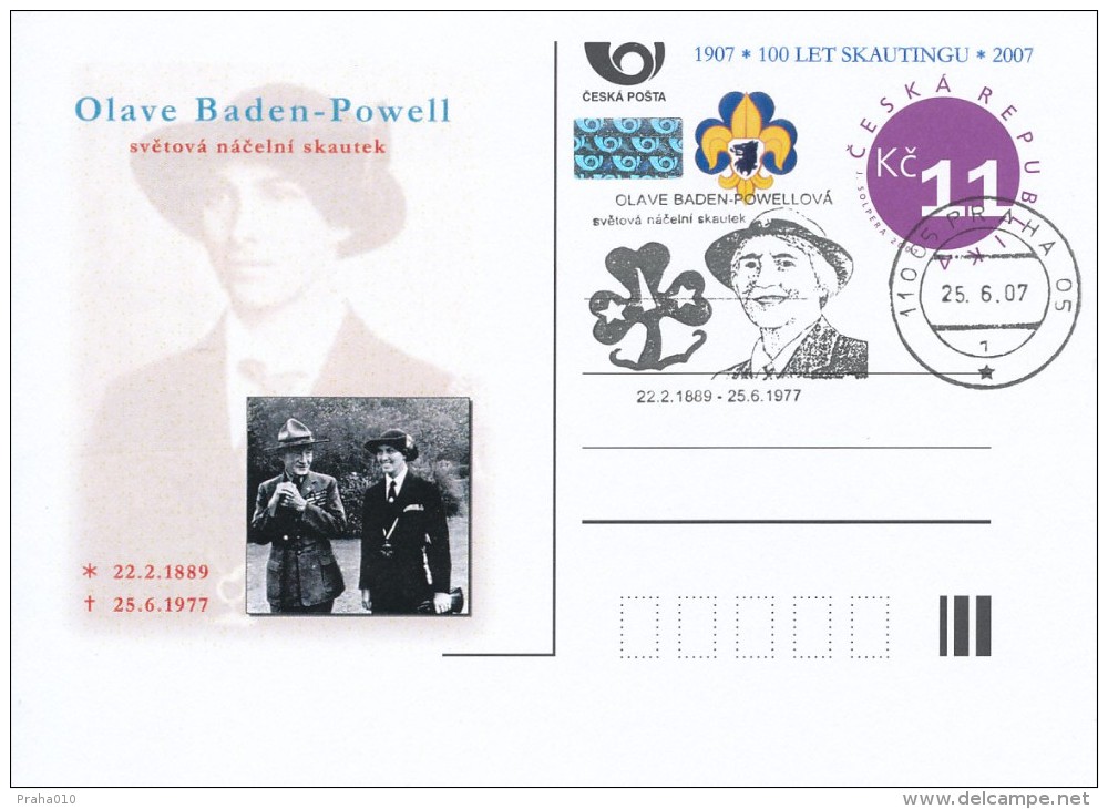 Czech Rep. / Postal Stat. (Pre2007/98cp) 100 Years Of Scouting (2 Pieces) Olave Baden-Powell (1889-1977) - Postkaarten