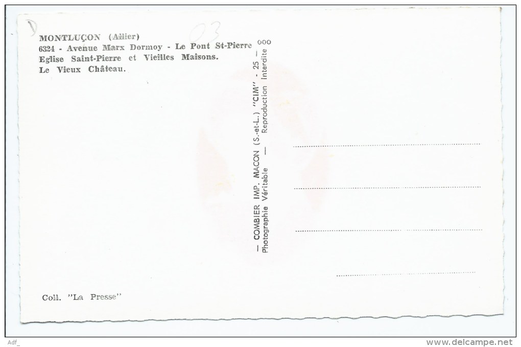 CPSM MULTIVUES MONTLUCON, AVENUE MARX DORMOY, PONT ST PIERRE, EGLISE, Format 9 Cm Sur 14 Cm Environ, ALLIER 03 - Montlucon