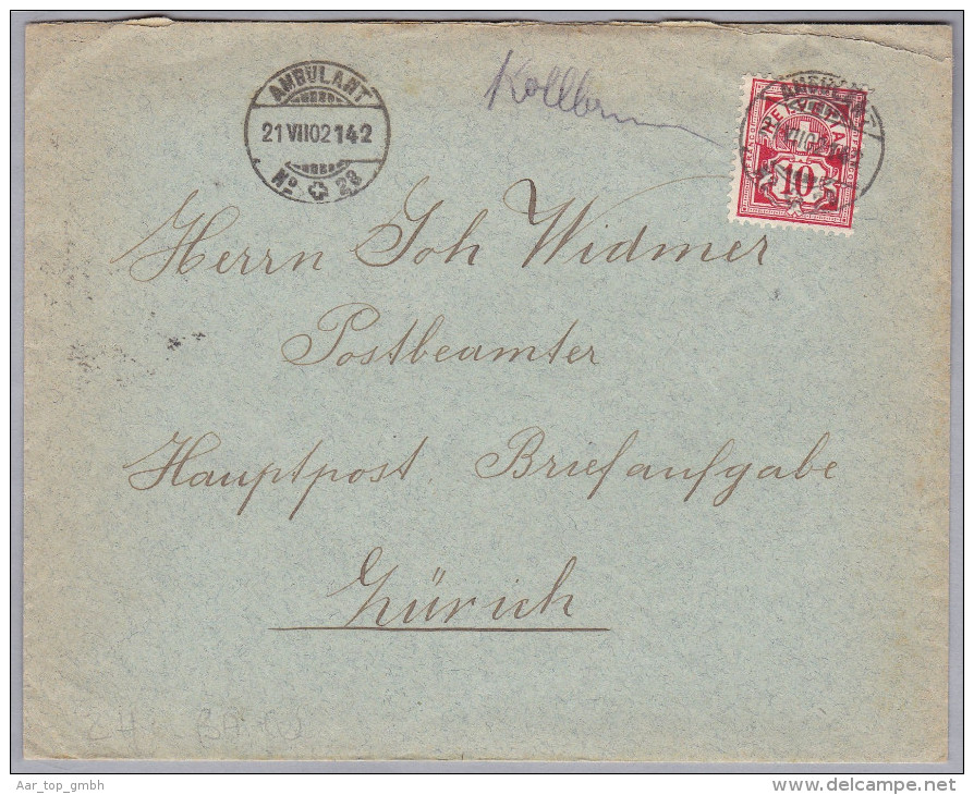 Heimat CH ZH KALLBRUNN Bahnwagenvermerk 1902-07-21 Ambulant N23 L142 - Brieven En Documenten