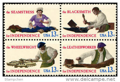 1977 USA Skilled Hands Stamps Sc#1717-20 1720a Seamstress Blacksmith Wheelwright Leatherworker - Other & Unclassified