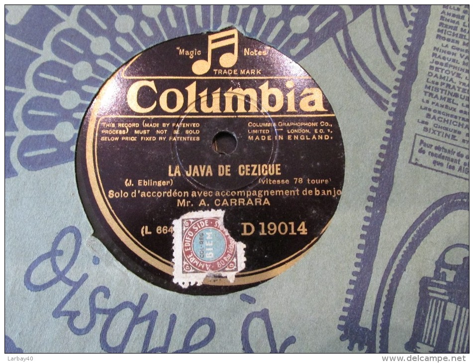 78 Tours La Java De Cezigue - Charmaine - A Carrara - Columbia  D19014 - 78 Rpm - Gramophone Records