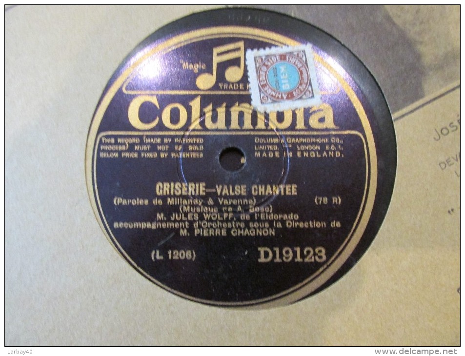 78 Tours Ce N Est Rien - Griserie J Wolff - Columbia D19123 - 78 Rpm - Gramophone Records