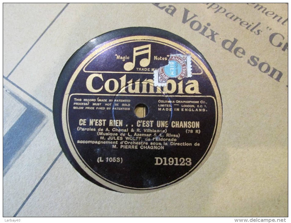 78 Tours Ce N Est Rien - Griserie J Wolff - Columbia D19123 - 78 Rpm - Schellackplatten