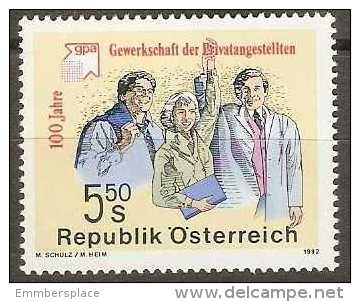 Austria - 1992 Clerks Trade Union 5.50s MNH **          Sc 1556 - Unused Stamps