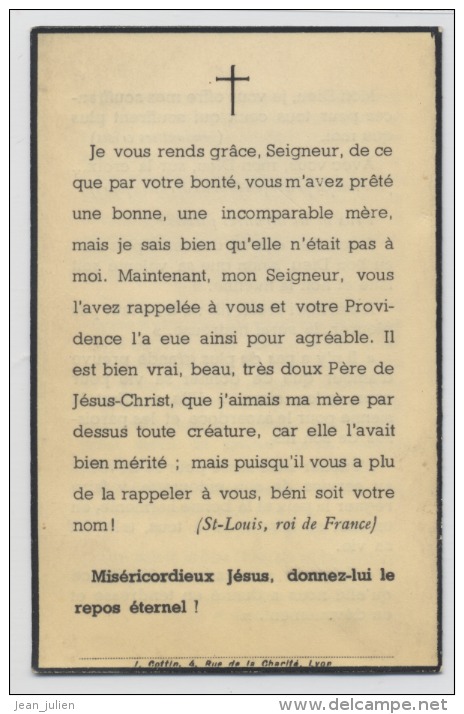 69  - LYON  -  Madame GONDOL Née Elisabeth GLOPPE  -    Souvenir  -   1949 - - Obituary Notices