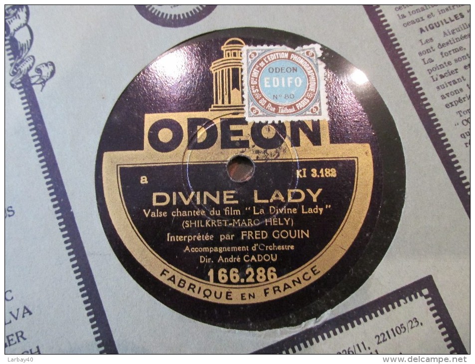 78 Tours Valse Amoureuse - Divine Lady - Fred Gouin - Odeon 166286 - 78 T - Disques Pour Gramophone