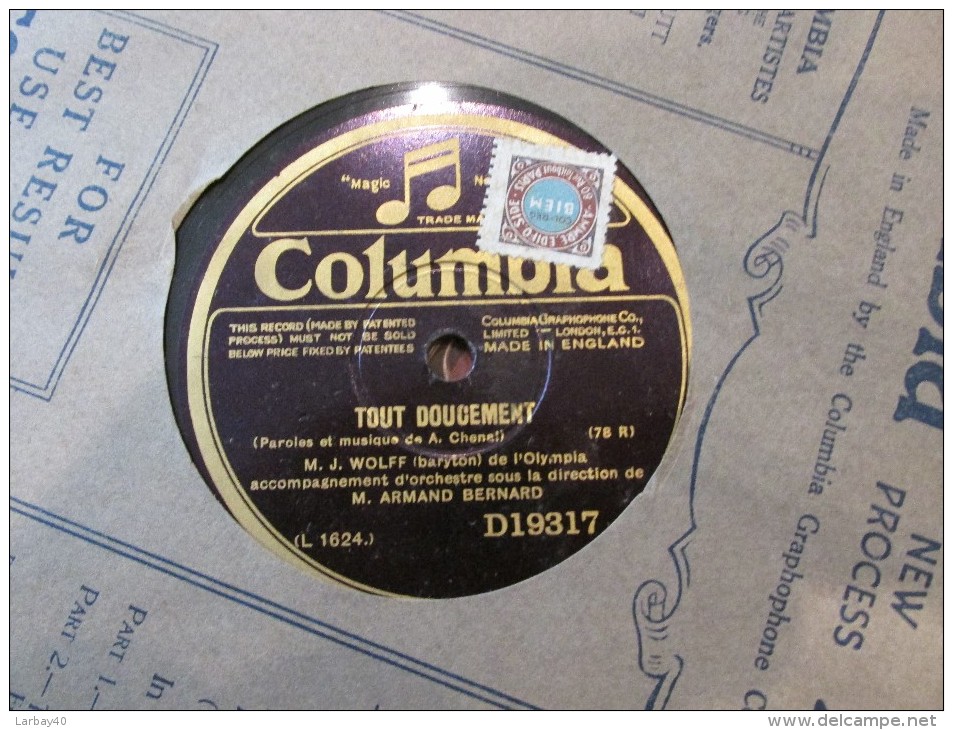 78 Tours Ctout Doucement - A Travers Bois  - Armand Bernard - Columbia D19317 - 78 Rpm - Schellackplatten