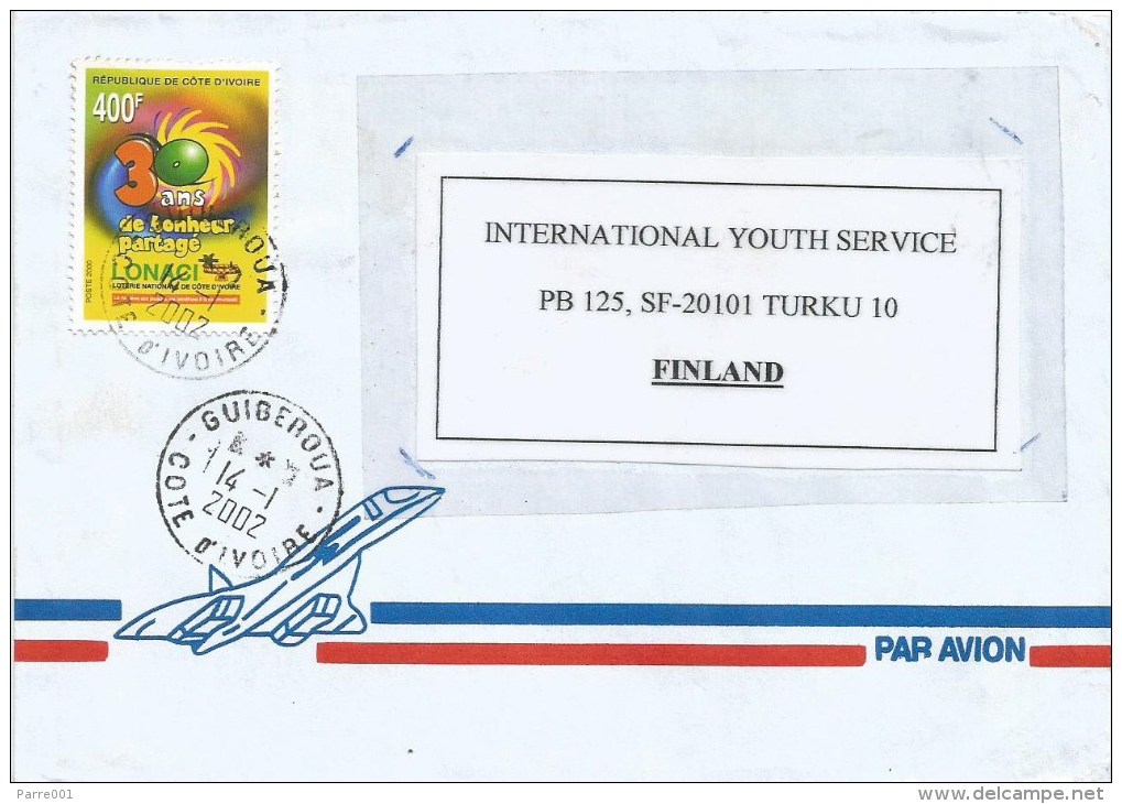 Cote D´Ivoire Ivory Coast 2002 Guiberoua National Lottery Cover - Ivoorkust (1960-...)