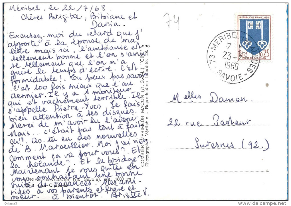 -- 74 -- MERIBEL  LES ALLUES -- LA CHAPELLE -- 1968-- CARTE PHOTO - Other & Unclassified