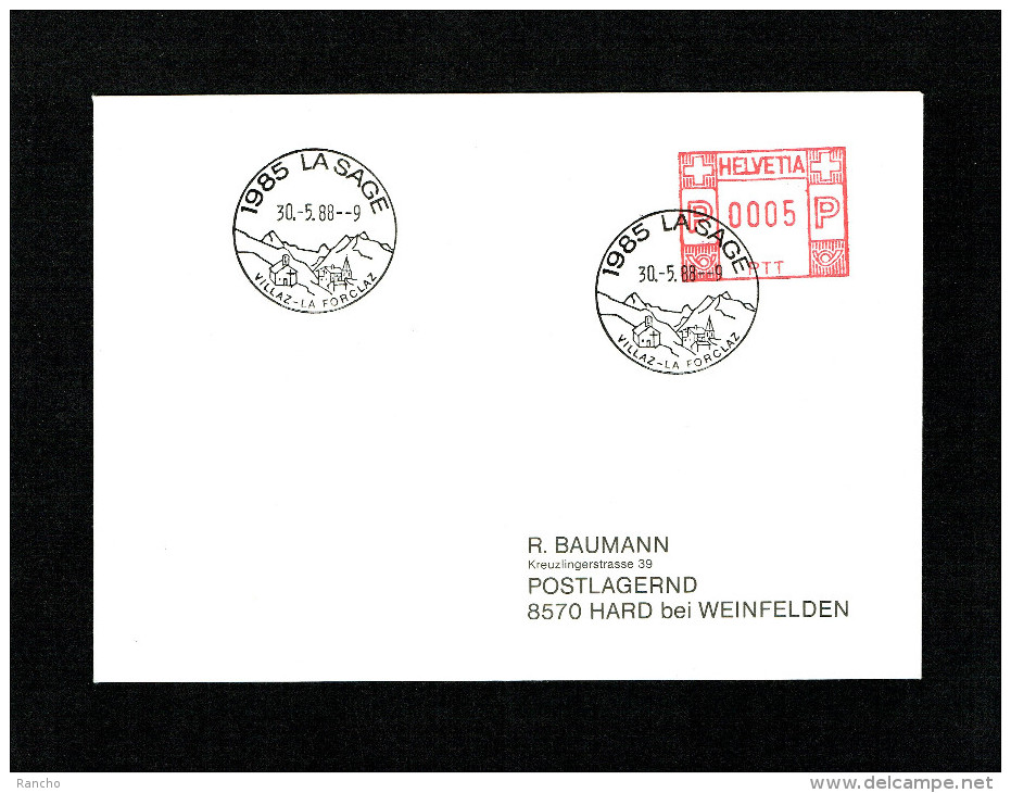 SUISSE FLAMME MECANIQUE Noir : 1985  LA SAGE. DU 30.5.1988 - Postage Meters