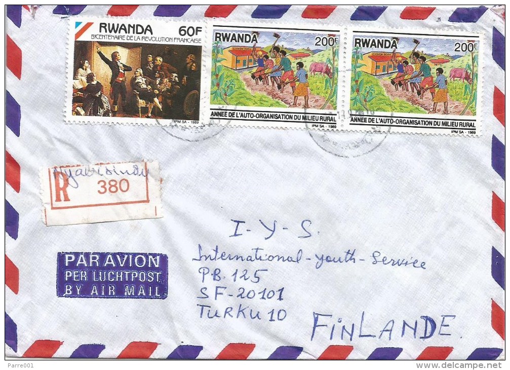 Rwanda 1992 Nyabisindu French Revolution Agriculture Registered Cover - Gebruikt