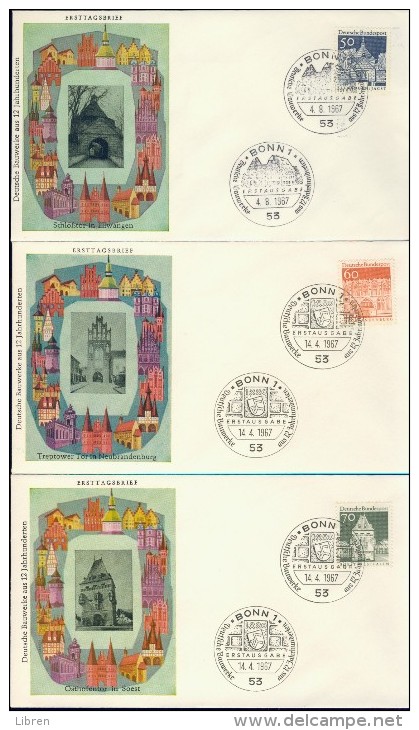 DV13-071 WEST GERMANY 1966-69 FDC MI 489-503 ARCITECTURE, ARCHITECTUUR, MONUMENTS. - Monumenten